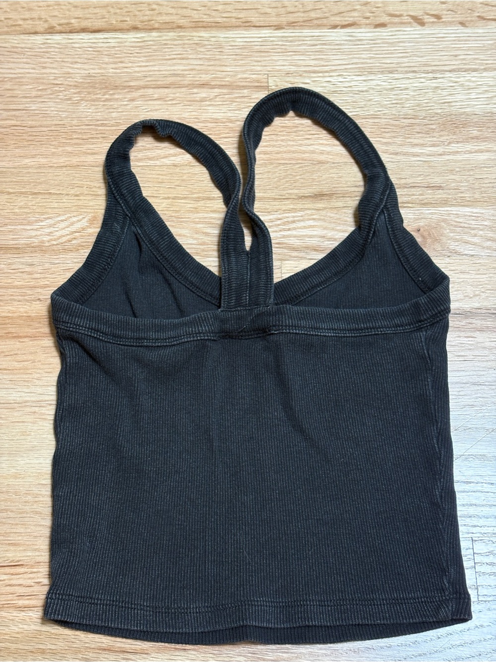 PacSun black, ribbed V-neck racerback crop tank top with a wide strap design- XS - Picture 5 of 6